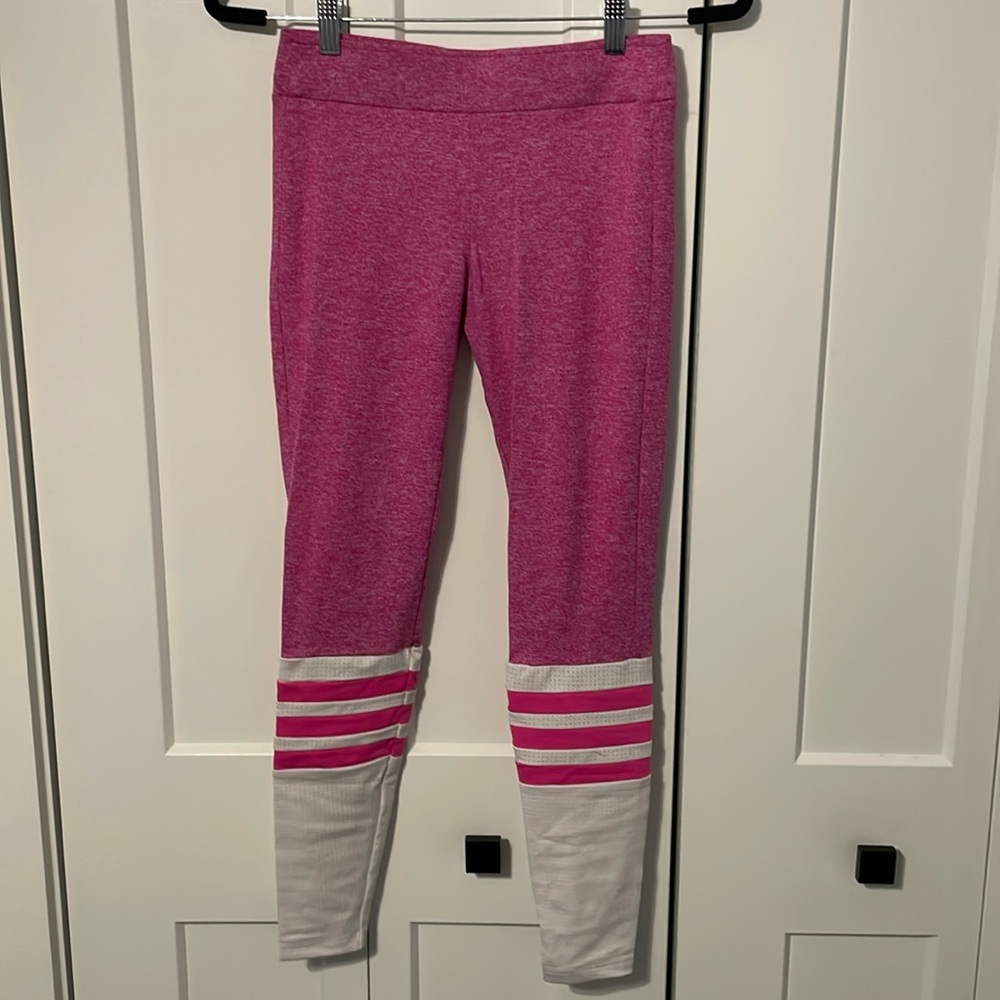 Bombshell Sportswear pink and white Leggings – Size Medium